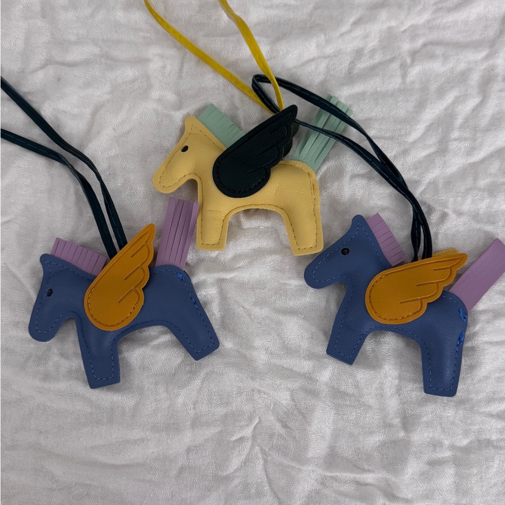 Leather Pegasus Bag Charms in Blue